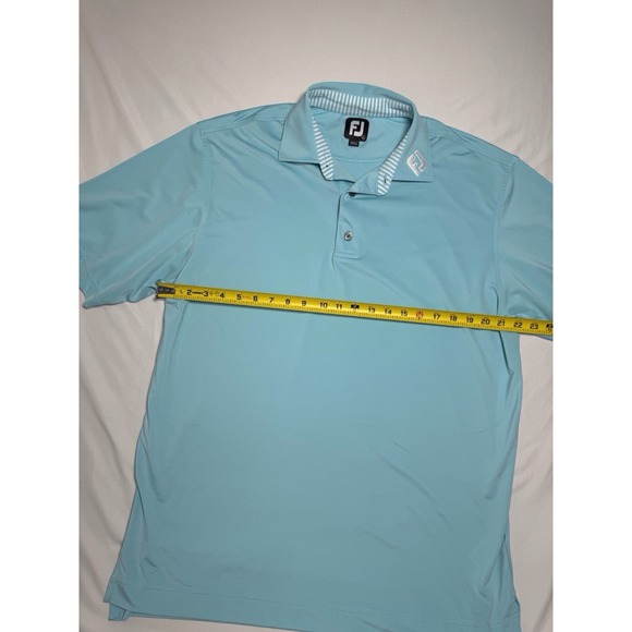 FootJoy Pique Solid Gingham Trim Golf Shirt Sky Blue Men's Size Large - Picture 7 of 7